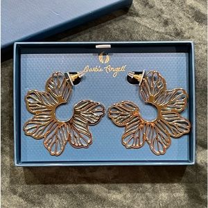 Darbie Angell ~ Floral Pattern Gold Tone Hoop Earrings